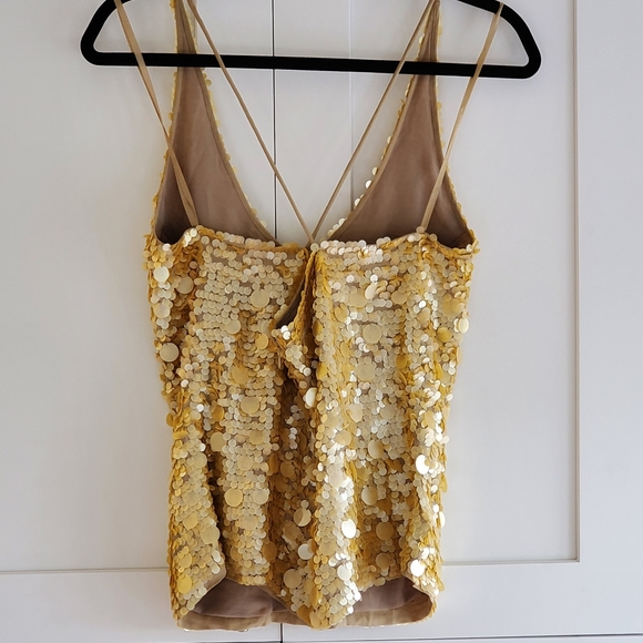City DKNY Gold sequined silk cami top size 12 - Picture 5 of 14